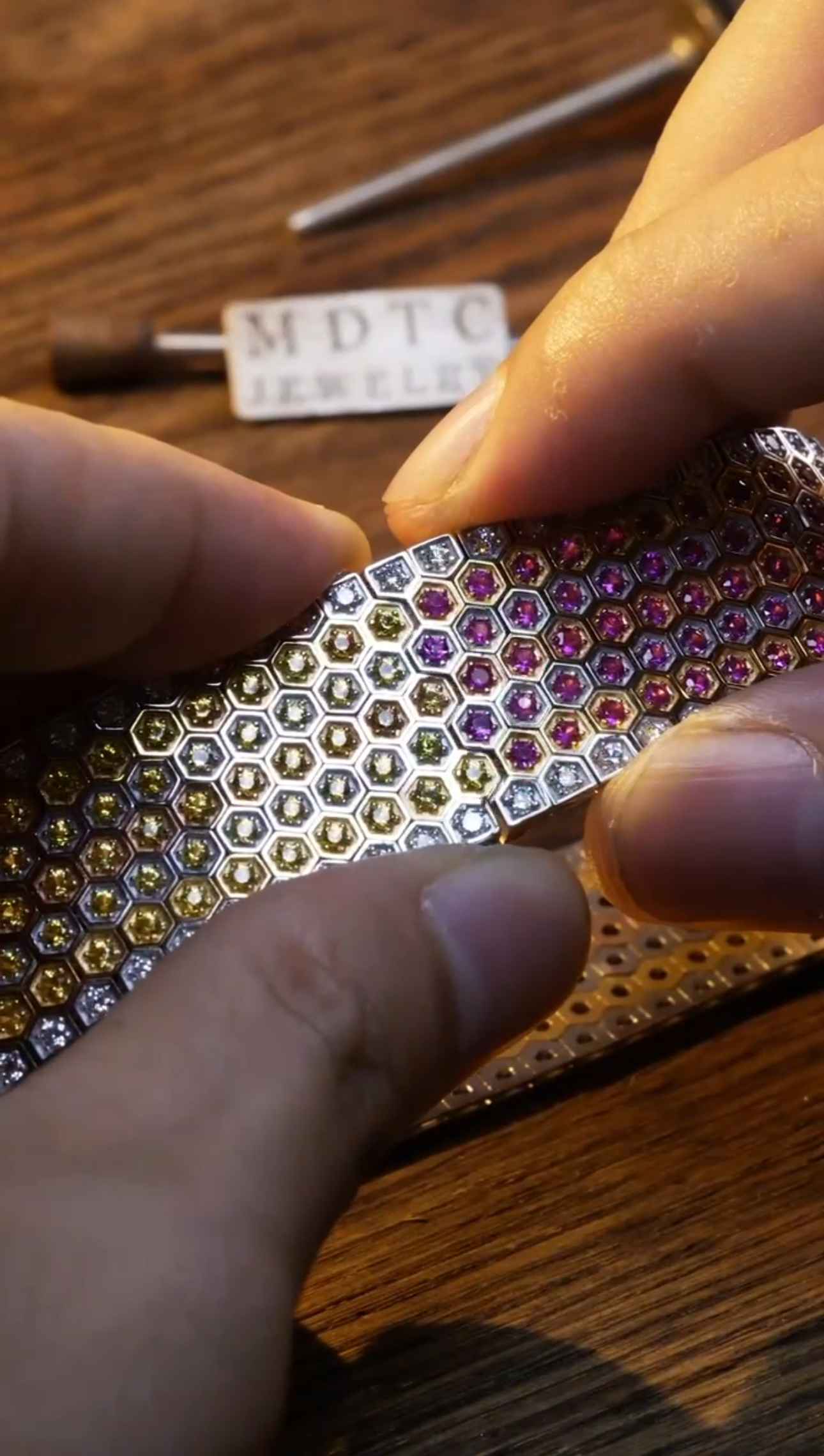 7 Rows Rainbow Honeycomb Bracelet